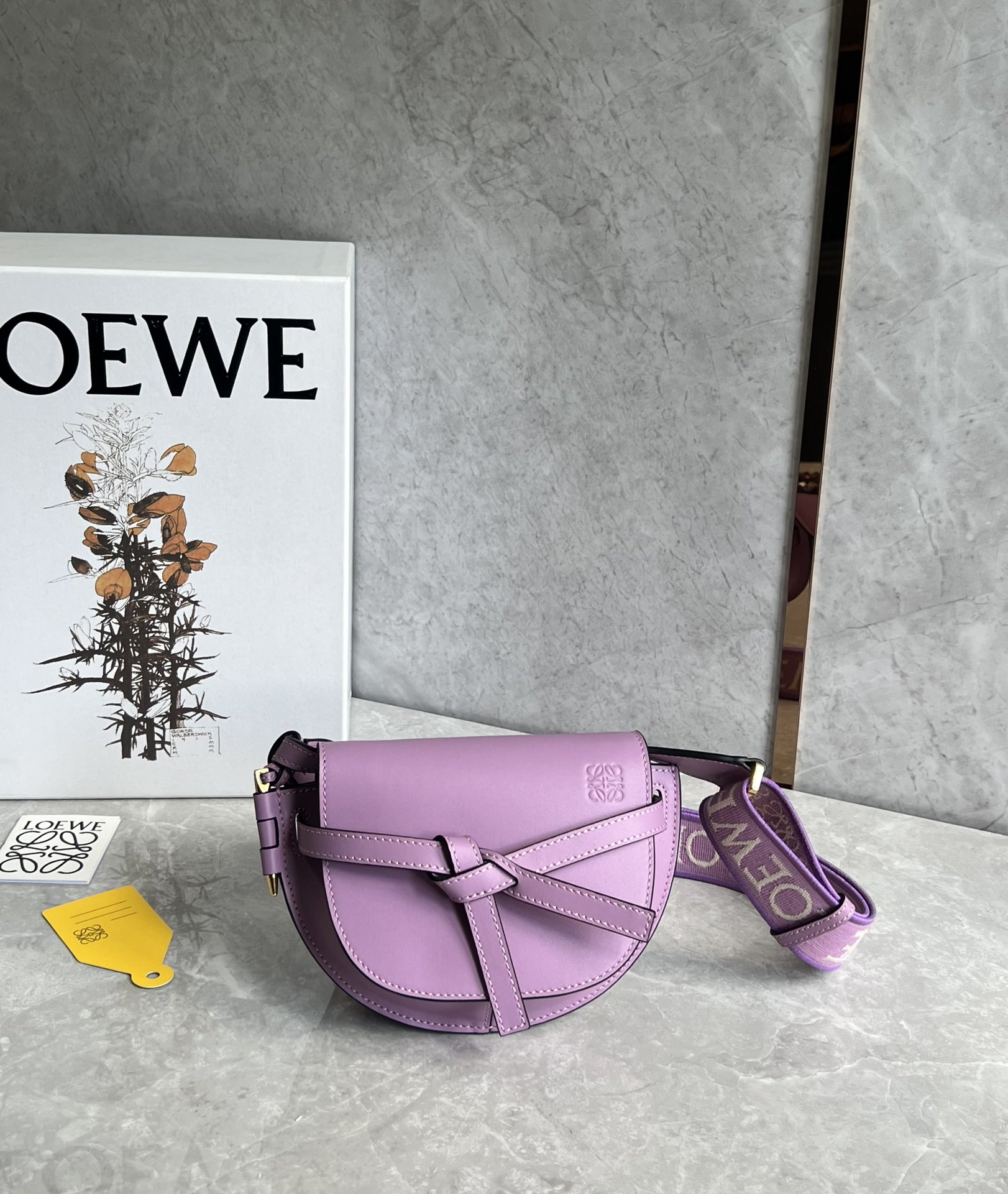 Loewe Mini Gate Dual Bag in Soft Calfskin and Jacquard Purple